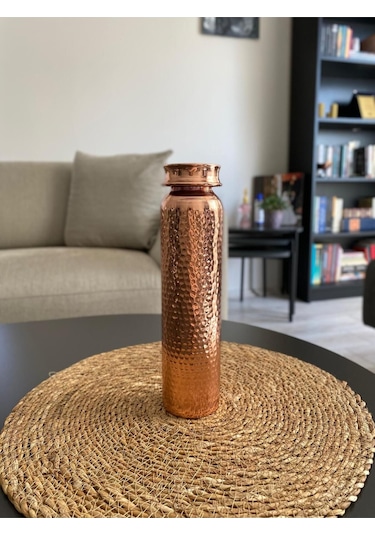 Dövme Desenli Bakır Matara - Termos - Suluk Bakır Su Şişesi Bakır