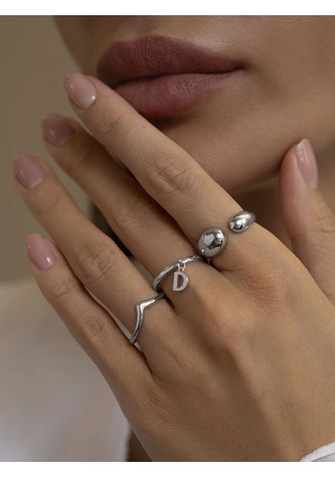 Sılverme 925 Ayar Gümüş İnce Yüzük, Serçe Parmağı İçin Gümüş 94660023 Gri