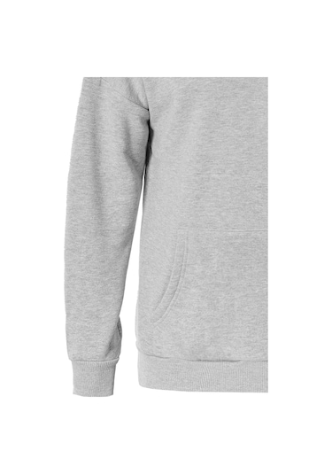 Unisex Theree Love Baskılı Kapüşonlu İçi Yumuşak Polarlı Oversize Sweatshirt - Gri Saks Mavisi