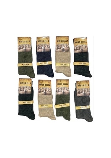 Miss Bella Lamswool Kışlık Erkek Çorap 8 Adet Renkli Çok Renkli