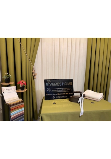 Nivemeshome Yeşil 140x220 Keten Masa Örtüsü Yeşil