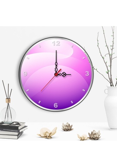 Dekoratif Pembe Küre Tasarımlı Ahşap Duvar Saati Çok Renkli