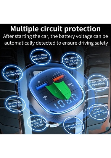 Artfulabode Verici Sones Siyah Şarj Qc3.0 Mp3 Hızlı Fm Çalar Bluetooth Araba Araba Dl