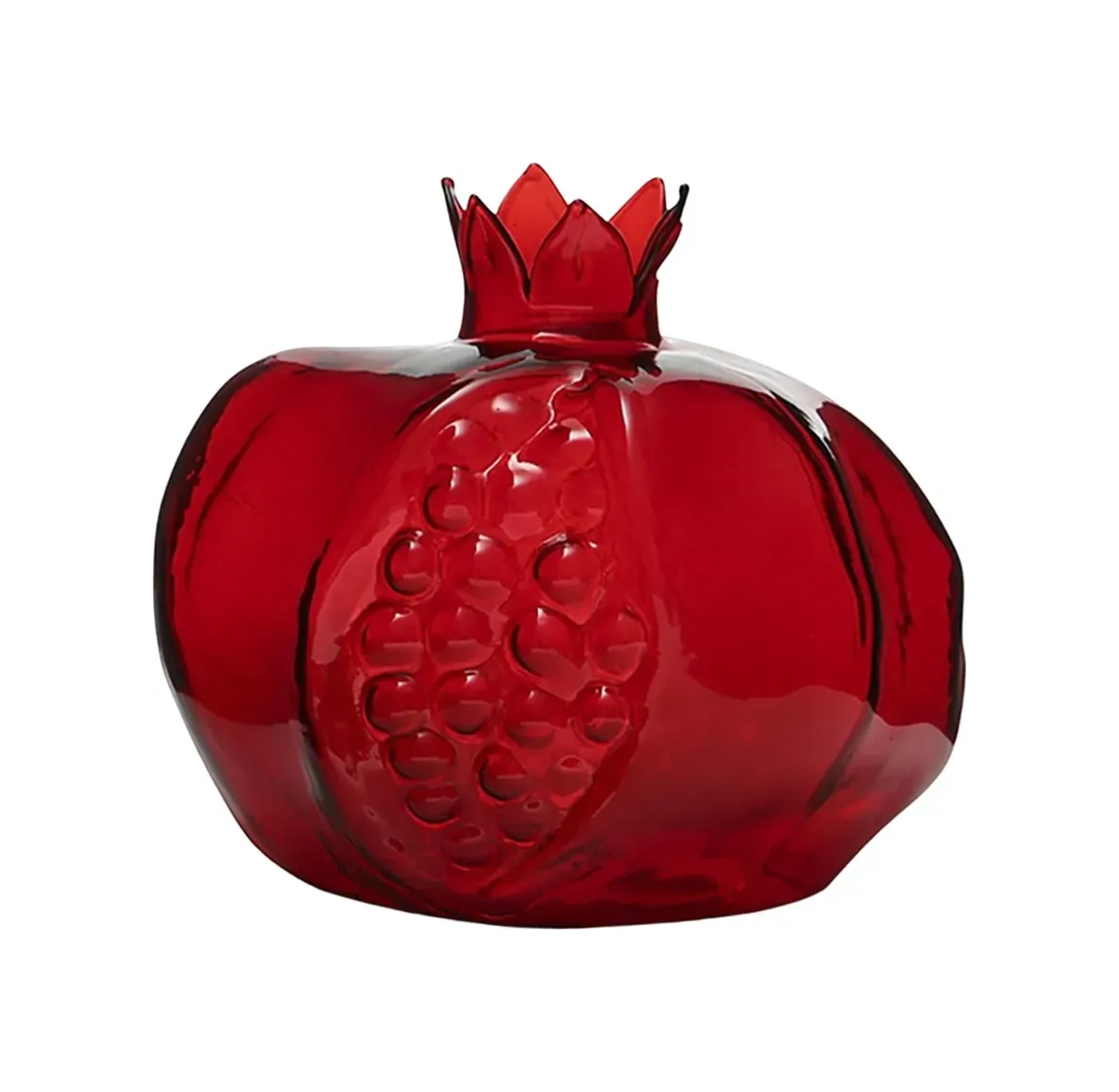 Kosona Kırmızı Cam Nar Şekilli Masaüstü Süs Vazo, Su Bitkileri Ve Yapay Çiçekler İçin, Sabit Tabanlı Dekoratif Mini Süs Eşyası