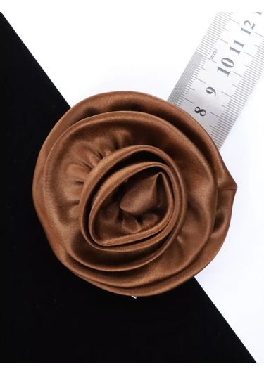 Slubov'u Kadın Çiçek Kumaş Broş 242900781 Kahverengi