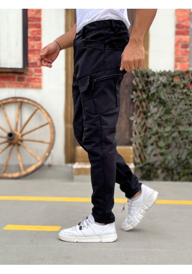 Camp Scoutland Camp591 Outdoor Softshell Su Ve Rüzgara Dayanıklı içi Polarlı Kışlık Erkek Siyah Taktik Pantolon