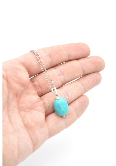 Murty99 Hakiki Doğal Firuze Turkuaz Taşı Kolye Ucu Turkuaz