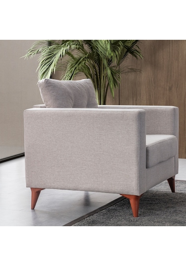 Eymense Kraft Krem Minderli Tekli Koltuk Berjer Krem