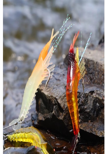 7 Renk Karides Shrimp Kancalı Fosforlu 8.5cm 6gr Silikon Yem 7ad