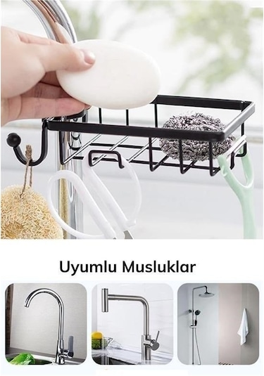 Periboia Musluğa Sabitlenen Çelik Bulaşık Süngeri Katı Sabun Tut