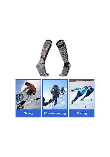 Geeksen Uzun Çorap Kayak Çorabı Açık Gri 35-39, Isı Sağlar Nefes Alır, Dayanıklı Parmak Bölgesi, Outdoor Sporlar İçin Gri