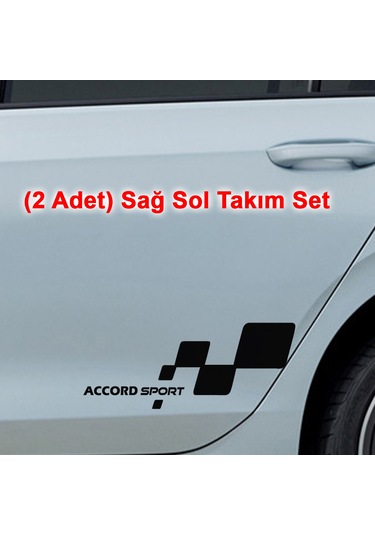 2 Adet Accord Sport Sticker - Accord Sticker - Kapı Altı Sticker - 40cm X 16cm - Siyah