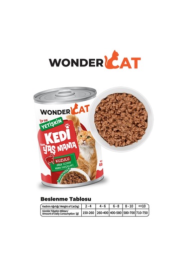 Wondercat Kuzulu Yetişkin Kedi Konservesi 400gr X 12 Adet