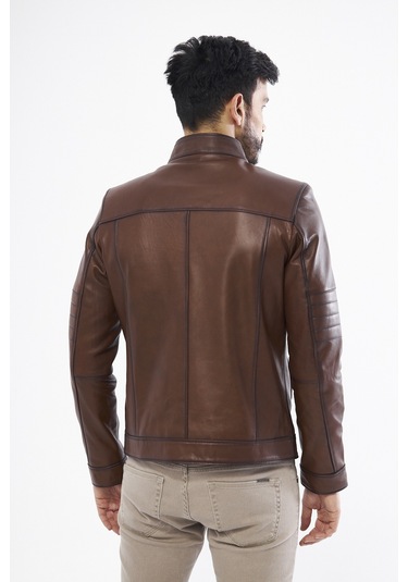 Derinss DER134 Hakiki Deri Erkek Taba Mont Taba