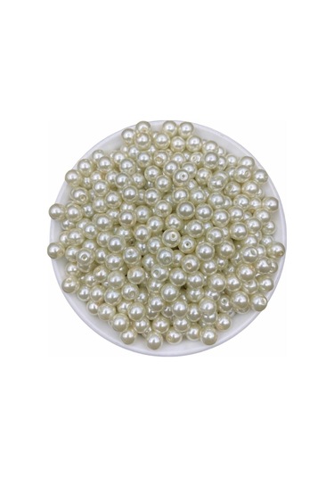50 Gr 8mm Krem Cam Inci Boncuk ,takı Yapım Boncuğu 50gr, 70 Adet