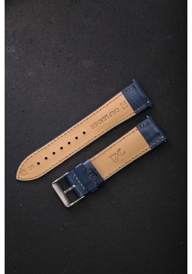 Hakiki Deri 22mm Akıllı Pimli Saat Kordonu Lacivert