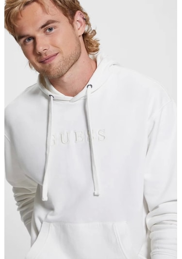 Guess Erkek Finch Beyaz Sweatshirt Beyaz