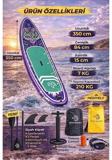 Paddle Board Sup Bodi Neo Şişme Stand 350x84x15cm Full Set