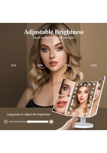 Valkyrie Led Işıklı Katlanabilir Makyaj Aynası Beyaz
