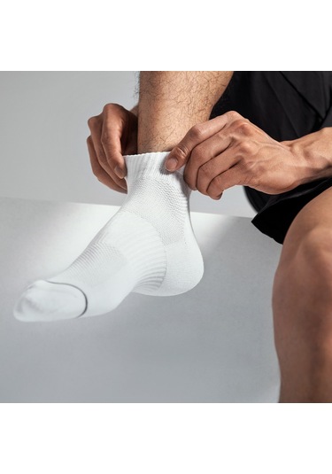 Skycity Antibakteriyel Spor Çorapları - Yüksek Kaliteli Pamuklu, Akıllı Ağ Desenli, Teri Emici, Ayak Bileği Koruyucu, Siyah M Beden Siyah