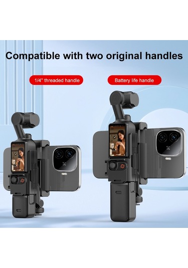 Djı Osmo Pocket 3 İçin Puluz Koruyucu Çerçeve Genişletme Telefon Kelepçesi, Tripod Direği Siyah İle Uyumlu