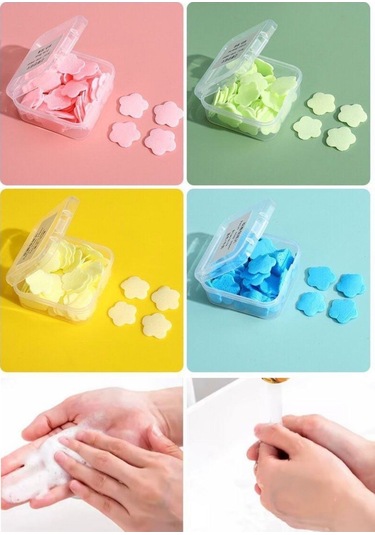 Pratik Hijyenik Çözüm 10 Adet Renkli Kağıt Sabun Kutusu 1000 Yaprak Kokulu Tek Kullanımlık El Sabunu Çok Renkli