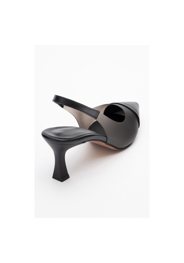 Moore Siyah Şeffaf Arkası Açık Sivri Burun Kadın Topuklu Ayakkabı Siyah