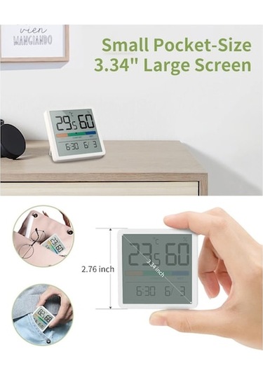 Pazly İç/dış Sıcaklık Nem Ölçer, Takvimli Hava İstasyonu, Lcd, Dokunmatik Arka Işık, 2'li Set