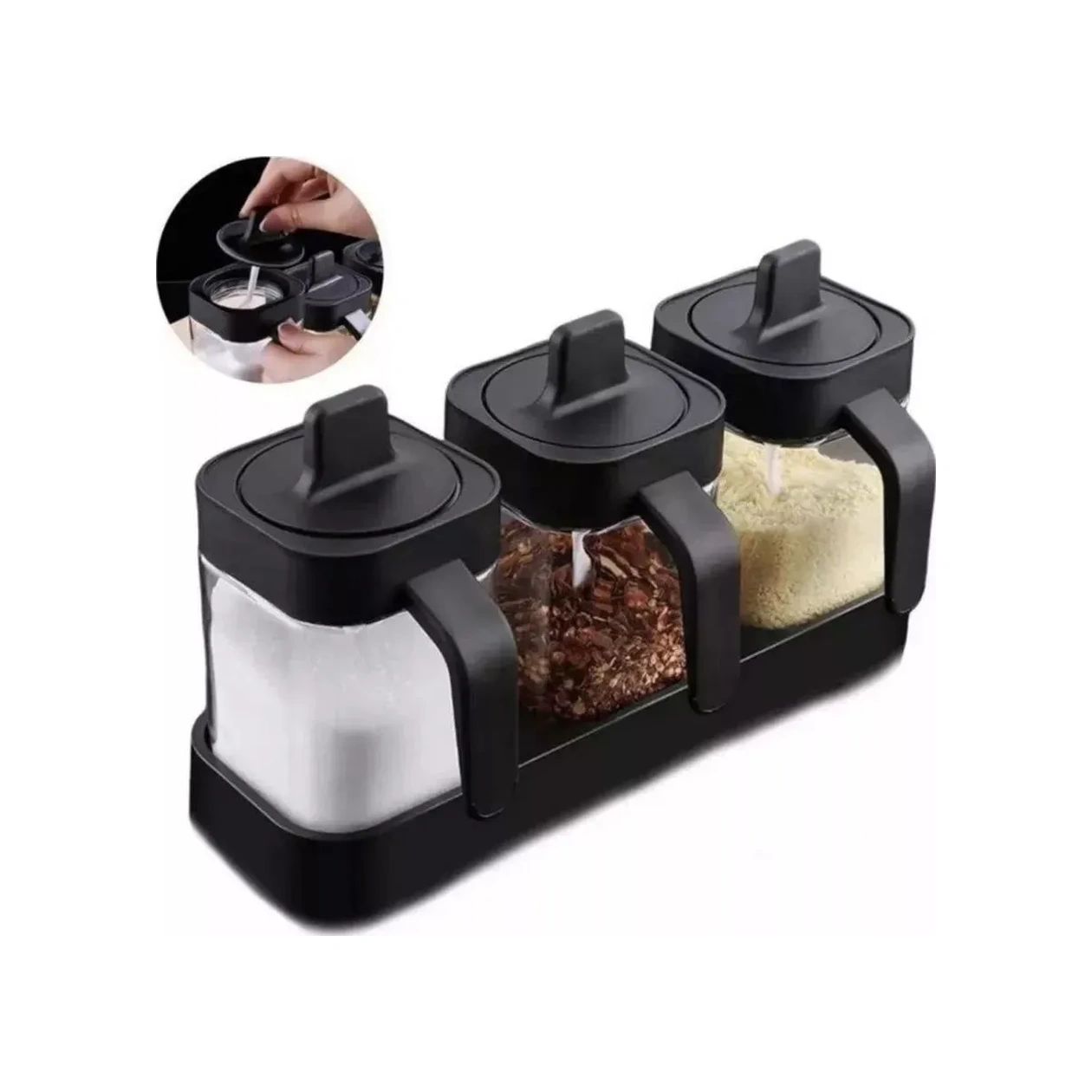 Haritosh Vse Dla Vas Baharatlar Ve Dökme Ürünler İçin Saklama Kavanozları Seti 304769003 Siyah