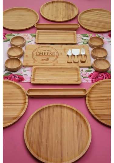 Atbyhome Cradle 6 Kişilik 20 Parça Doğal Bambu Kahvaltı Takımı Kahvaltı Seti Sunum Seti Bambu