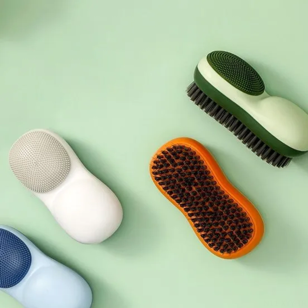 Yaleker Ev Temizliği Fırçası 2 Adet - Ev Genel Kullanım, El Yıkama, Tabak, Zemin, Duvar Kenarları, Giyim, Sebze-meyve, Banyo, Fayans Temizliği İçin Ergonomik Abs+tpr+pet Makyaj Mavi Turuncu