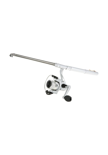 Folinda Mini Aluminyum Cüzdan Kalem Balıkçılık Kamışı + Makara - 96.2cm Uzunlukta, 5.1:1 Hız Oranı, Taşınabilir Ve Hafif Tasarım Beyaz