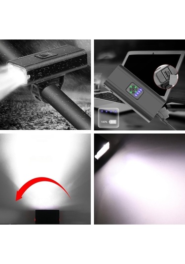 Soulader Usb Şarjlı Bisiklet Farı Ve Arka Kırmızı Led Işık Seti, Gece Sürüşleri İçin Güvenli Aydınlatma Siyah