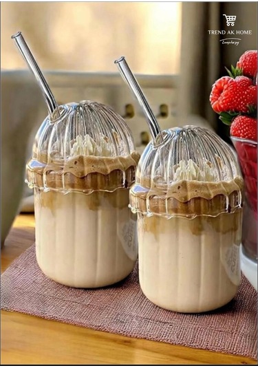 Kubbe Şekilli Oval Cam Kapaklı Isıya Dayanıklı Pinterest Çizgili Mika Bardak Cam Pipet Şefaf