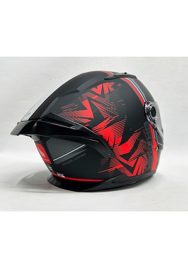 Şefaf Vizörlü + İç Güneş Vizörlü + Mt Braker Sv Charm B5 Kapalı Kask Mat Kırmızı - Siyah