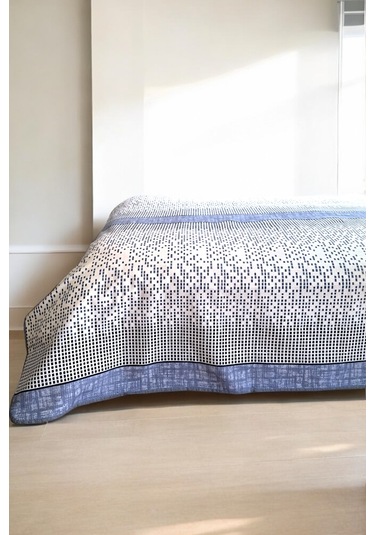 Alla Turca Çift Kişilik Modern Mozaik Desenli Pike İndigo 200x240 Cm %100 Pamuk Mavi