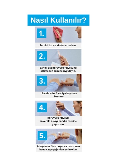 Yapışkanlı Askı - Çivi, İz Bırakmadan Sökülebilir, Duvar Ve Duvar Kağıdı İçin, 2 Kg X 2 Adet