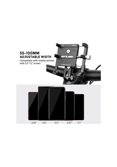 Geeroyoo Gub G-95 Alüminyum Bisiklet Telefon Tutucu - 55-100mm Genişlik Aralığı, Açı Ayarlı, Dayanıklı, Kolay Kurulum 3.7"-7.2" Telefonlar İçin Diğer