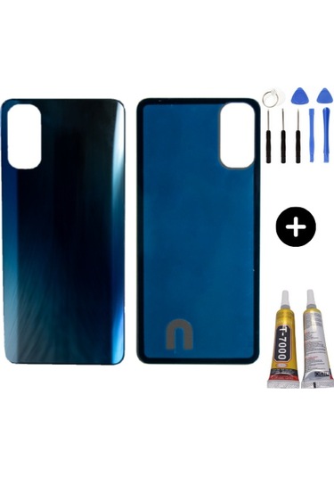 Oppo Reno 4 Uyumlu Arka Pil Kapağı Mavi + Montaj Seti Çok Renkli