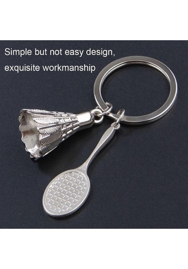 Farfi Anahtarlık Badminton Raketi Kolye Darbeye Dayanıklı Çinko Alaşımlı Taklit Spor Araba Anahtarı Kolye