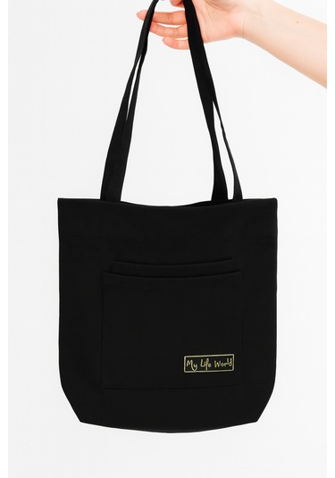 Yunusoğlu Home Kadın Siyah Su Geçirmez Kumaş Tek Çıtlı El, Kol Ve Omuz Çantası 3 Bölmeli Siyah