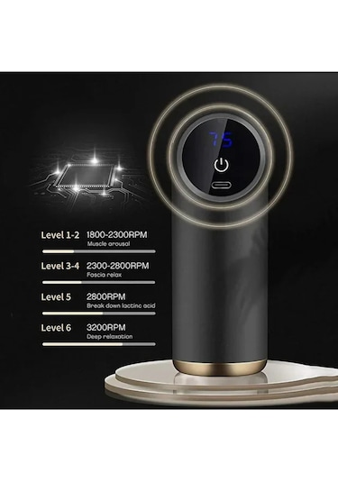 Relax 6 Kademeli Boyun Bel Sırt Bacak Ayak Mini Masaj Tabancası - Siyah