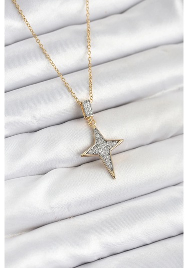 Dodes Dodes 316l Çelik Zincir Gold Renk Kutup Yıldızı Model Zirkon Taşlı Kadın Kolye Tg27bko10610 Çok Renkli