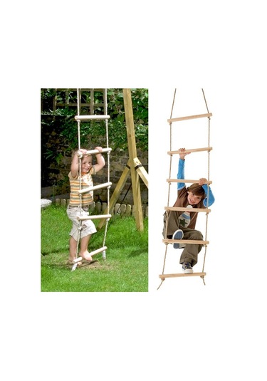 Ahşap Basamaklı İp Merdiven Halatlı Tırmanma Merdiveni Oyuncak