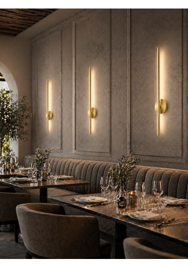 Flame Sarjlı Led Aplik 8w 3200k Gün Işığı 75cm Duvar Tipi /tablo Dekoratif Işık Gold