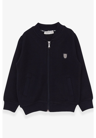 Erkek Çocuk Hırka Basic Cepli Armalı Lacivert (2-6 Yaş)