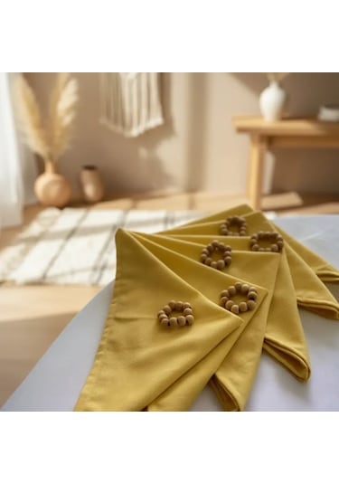 Sarı Premium 6lı Toka Peçete Takımı 40x40
