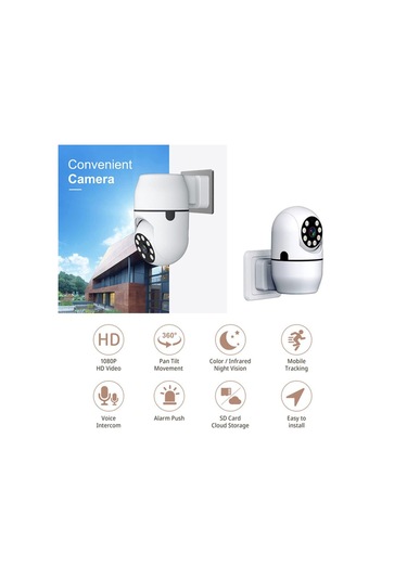 Akıllı Güvenlik Kamerası 1080p Hd Ev Kamerası Gece Görüşlü Hareket Algılama Eğim 355 Bebek Evcil Hayvan Yaşlılar İçin