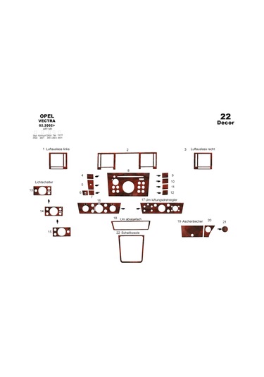 Opel Vectra C Konsol-torpido Kaplama 2002-2008 22 Parça-maun Maun