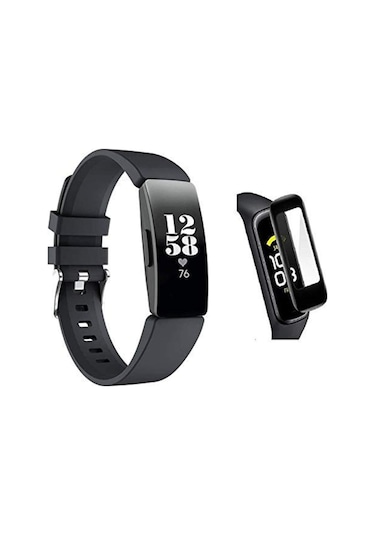 Fitbit Inspire Hr 3D Kavisli Pc+Pmma Full Ekran Koruyucu (484541276)-Siyah